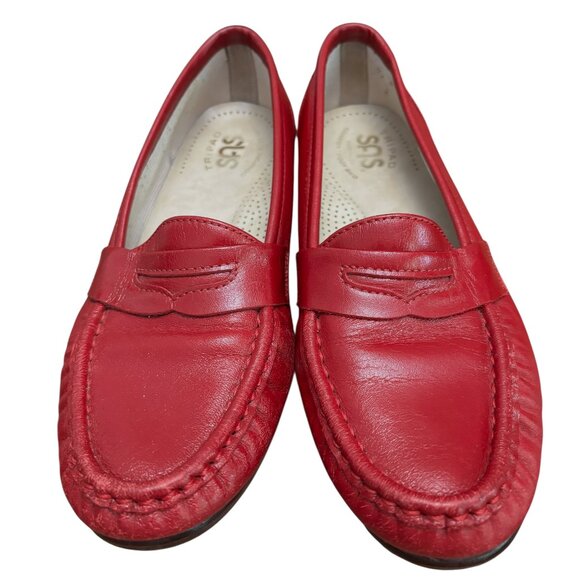 SAS Tripad Comfort Red Leather Penny Loafers Size 7 M Slip On Casual Shoes - Picture 2 of 12